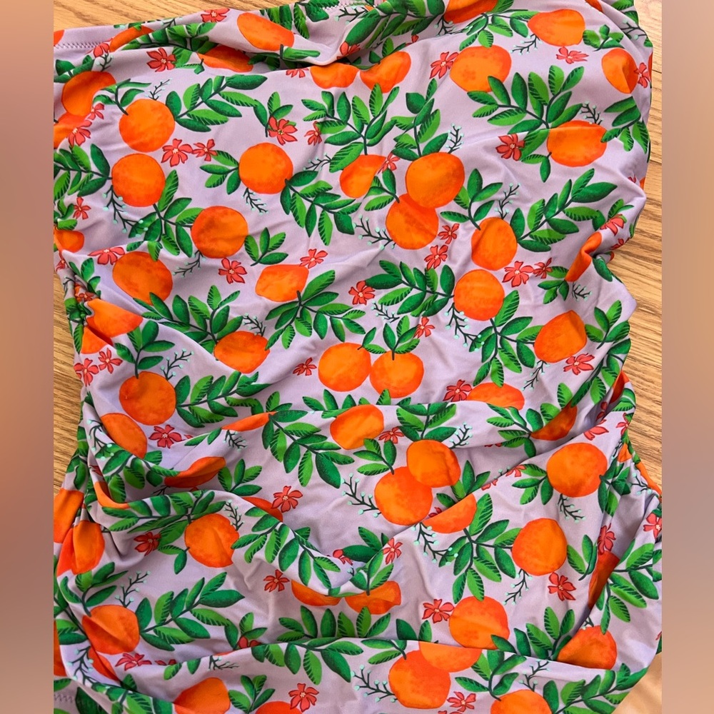 J. Crew Vibrant Fruit Print One Piece Bandeau Swimsuit - Picture 4 of 5